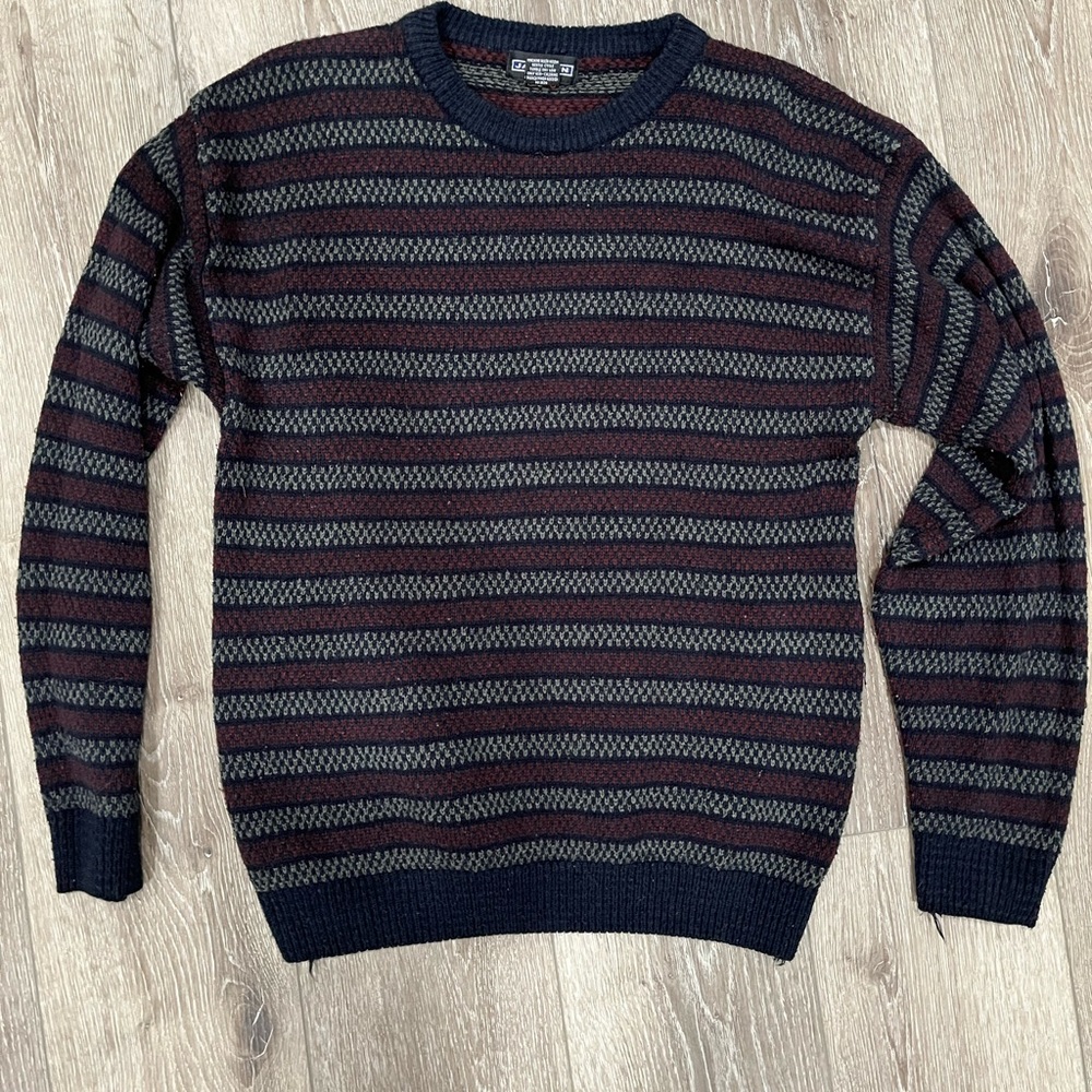 vintage jantzen striped sweater grandpa grey red navy size large